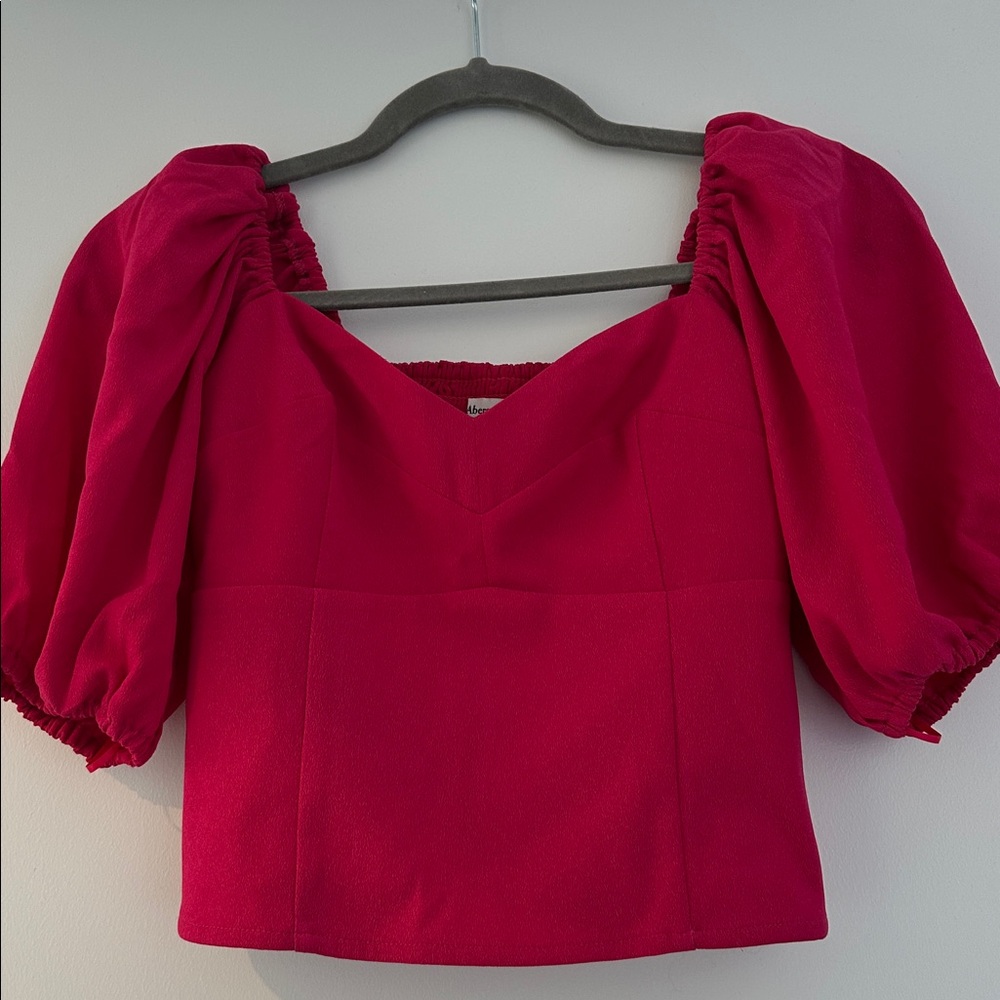 NEW Abercrombie & Fitch Pink Puff Sleeve Top